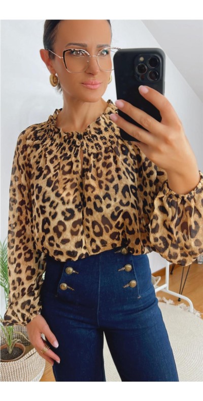 Blusa gasa print leopardo