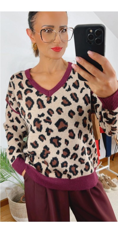 Jersey cuello pico print leo