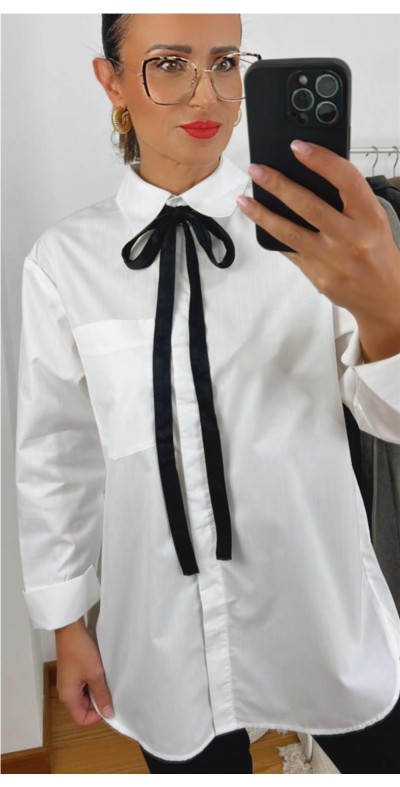 Camisa detalle lazo negro