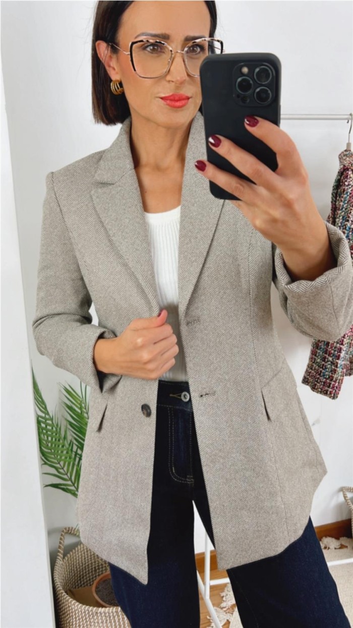 Blazer de paño espiguilla