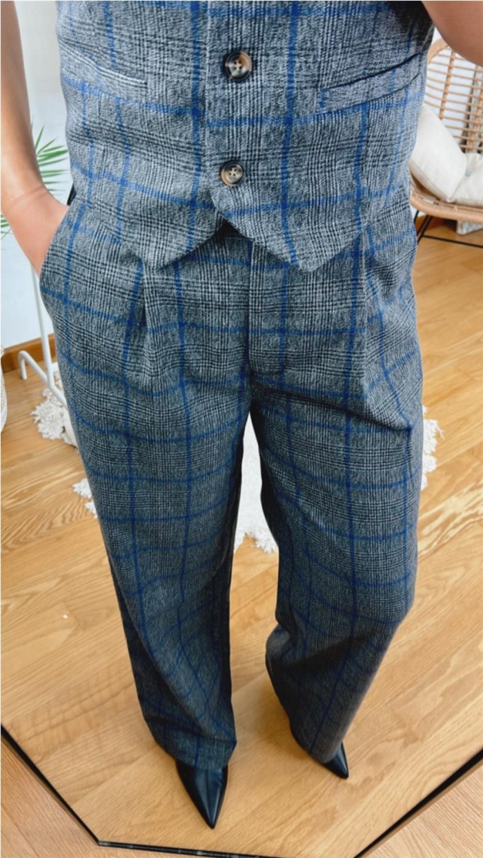 Pantalon cuadros azules