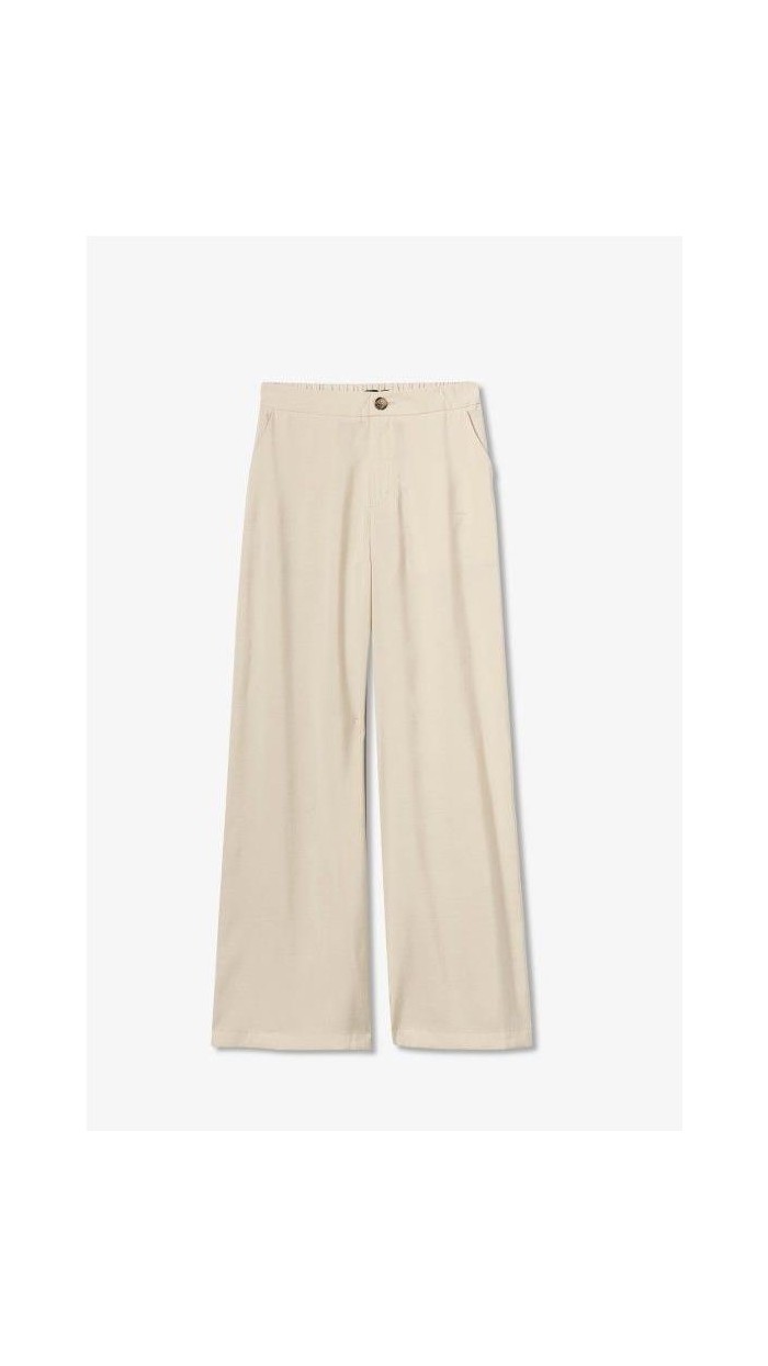 Pantalón fluído beige y azul marino