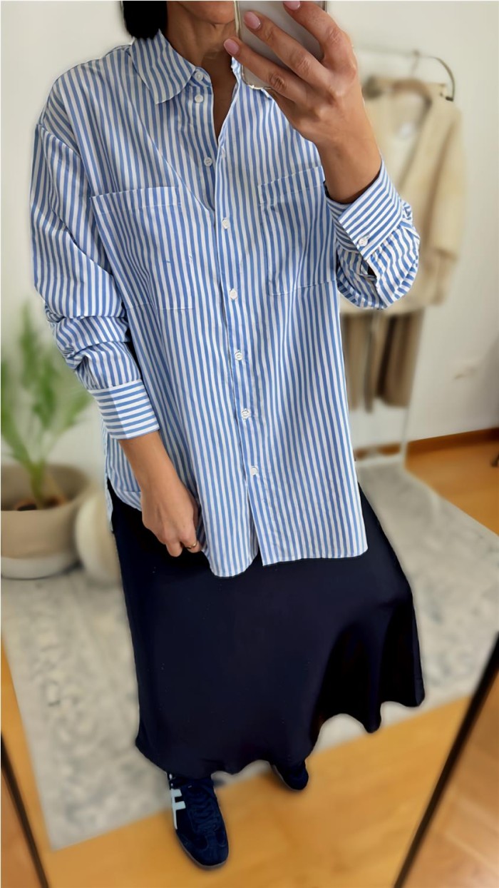 Camisa rayas azul oversize