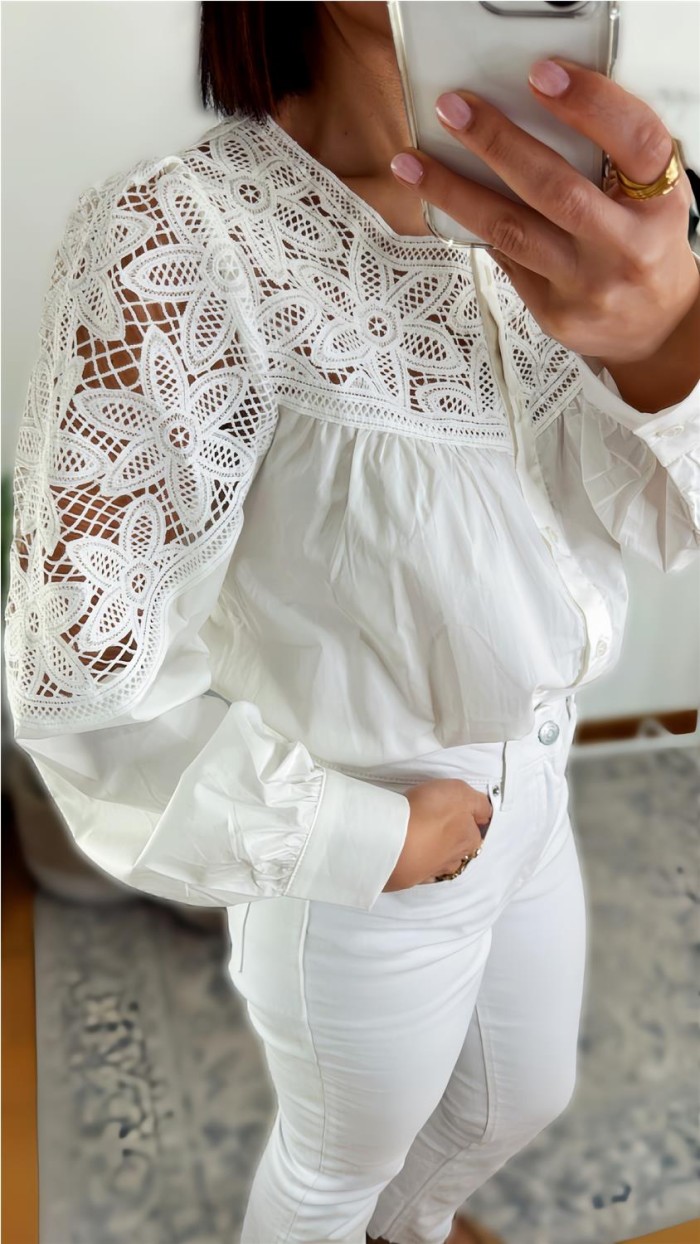 Blusa blanca bordada boho