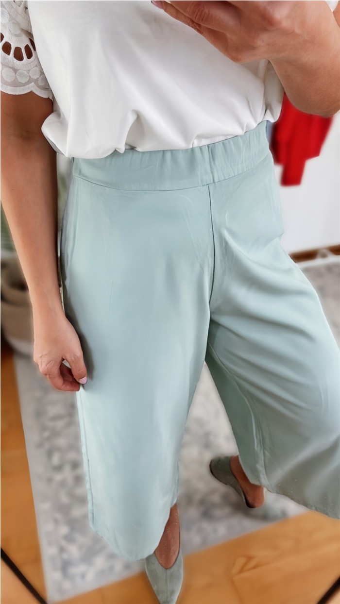 Pantalon culotte cremallera lateral goma en cintura