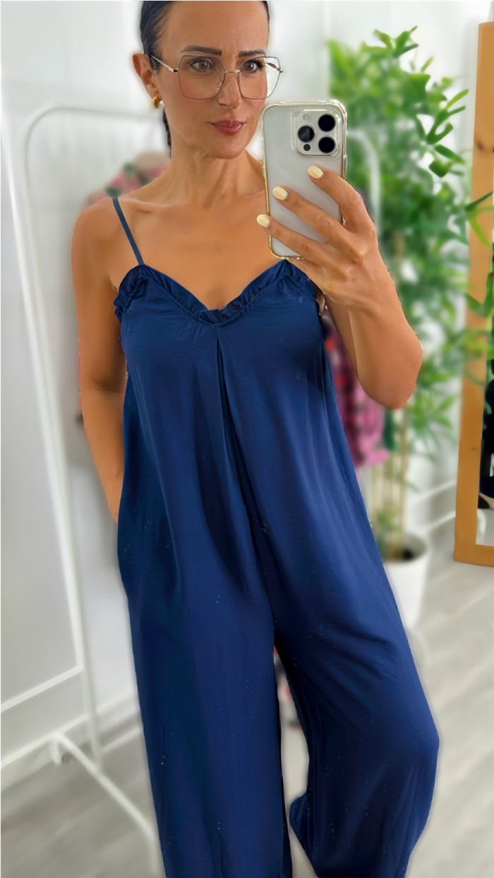 MONO TIRA FINA CON BOLSILLOS, NEGRO, AZUL MARINO Y BEIGE