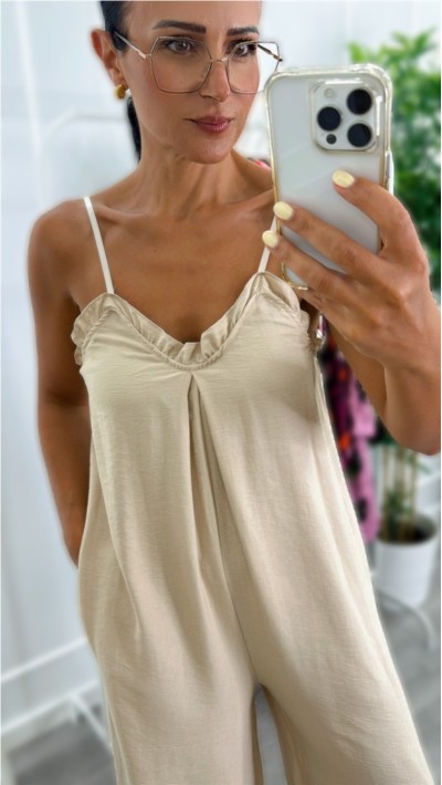 MONO TIRA FINA CON BOLSILLOS, NEGRO, AZUL MARINO Y BEIGE