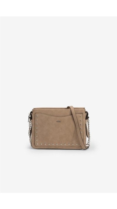BOLSO BANDOLERA CUADRADO TACHUELAS COLOR BEIGE