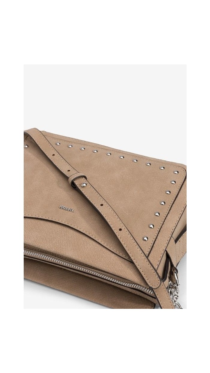 BOLSO BANDOLERA CUADRADO TACHUELAS COLOR BEIGE