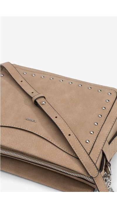 BOLSO BANDOLERA CUADRADO TACHUELAS COLOR BEIGE