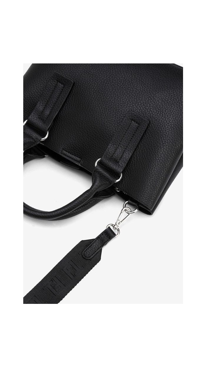 BOLSO CUADRADO TIRA BLANDORES NEGRO Y BEIGE