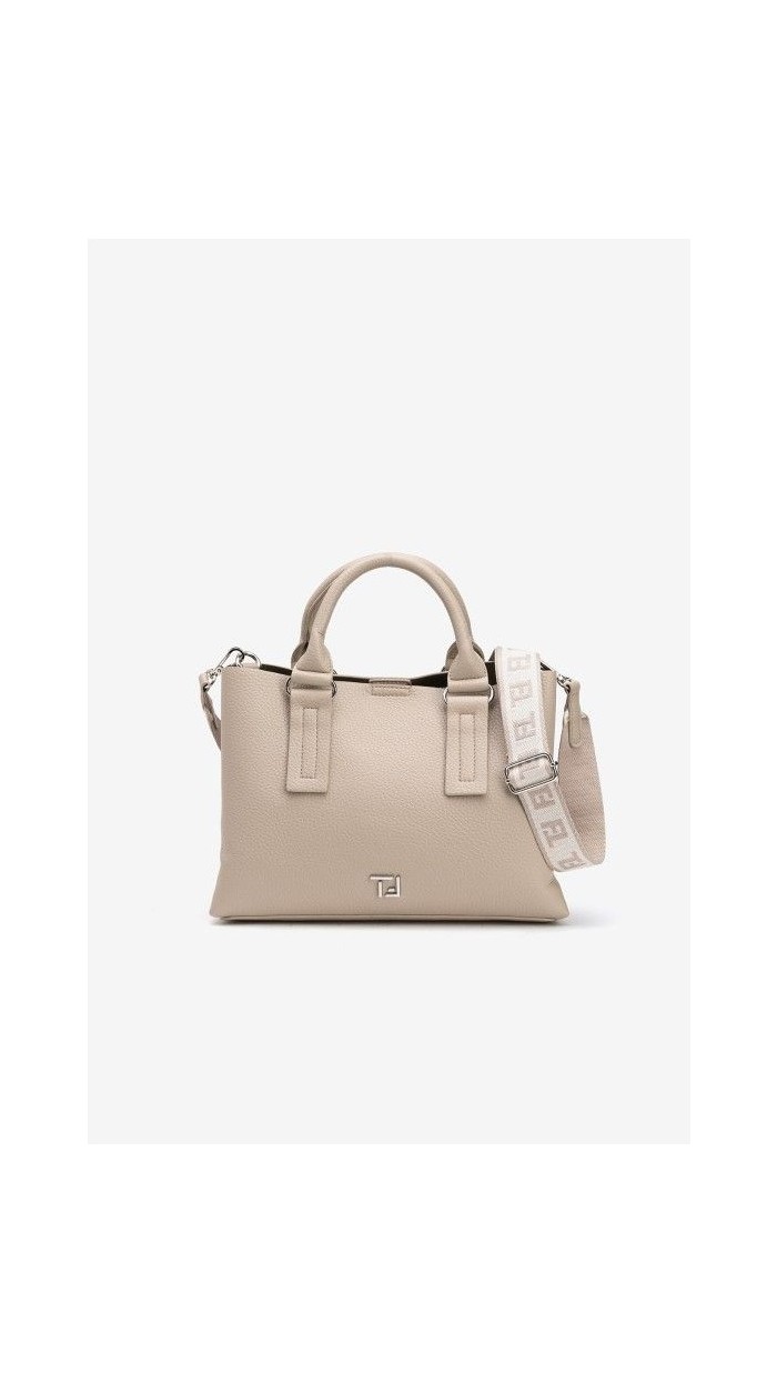 BOLSO CUADRADO TIRA BLANDORES NEGRO Y BEIGE