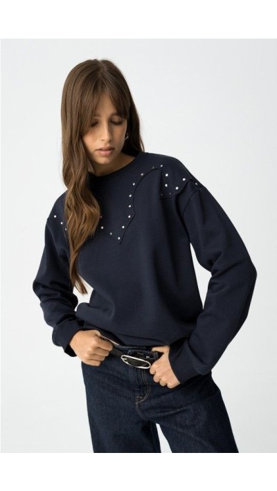 SUDADERA DETALLE FRONTAL TACHUELAS AZUL MARINO