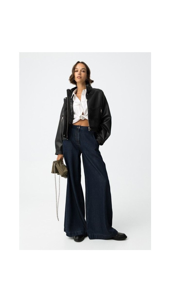 PANTALON TIRO BAJO PINZAS PIERNA ANCHA