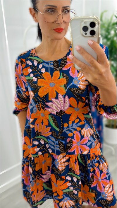 vestido corto con volante y bolsillos tegerlil