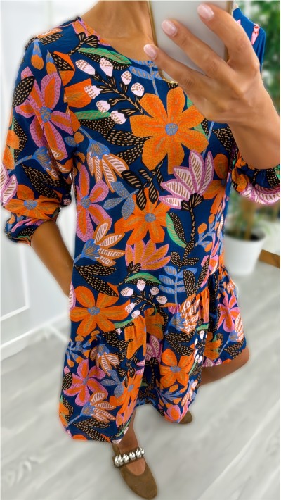 vestido corto con volante y bolsillos tegerlil