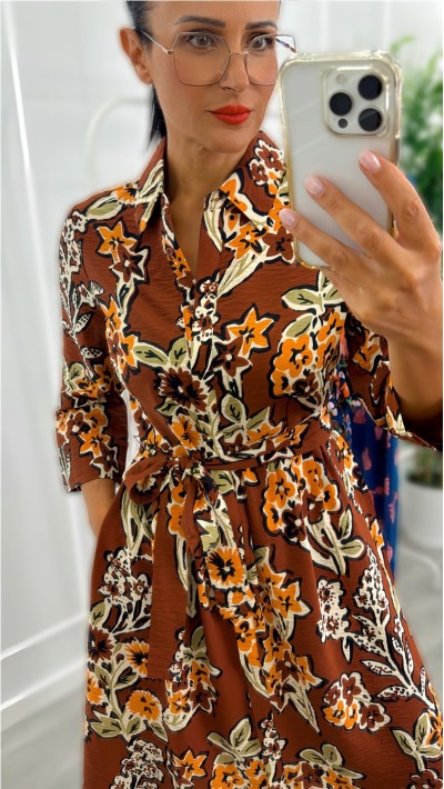 vestido daisy estampado floral tonos ocres