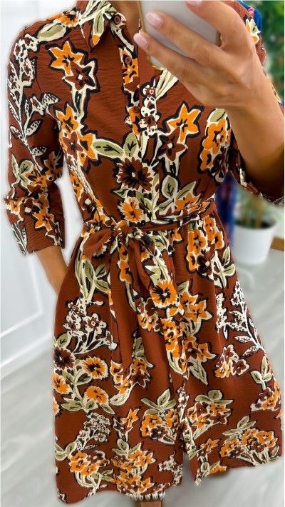 vestido daisy estampado floral tonos ocres