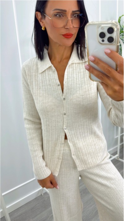 JERSEY BOTONES EN BEIGE Y MARRÓN