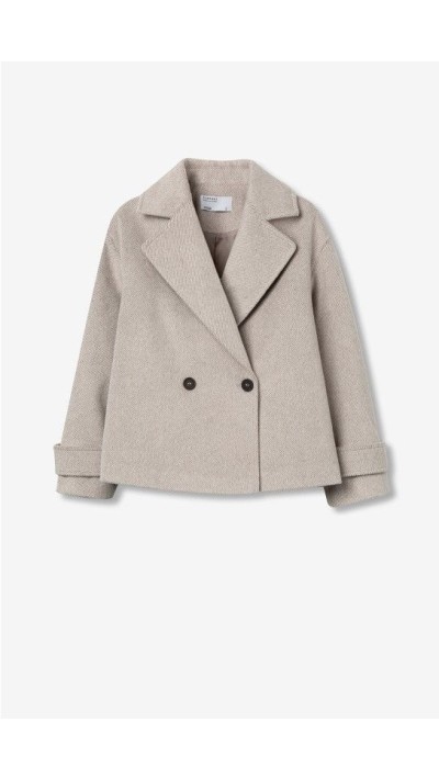 ABRIGO CORTO CRUZADO CORTE EVASSE BEIGE