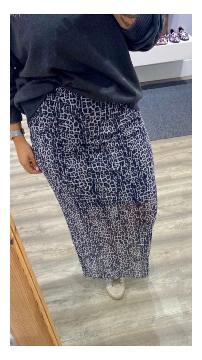 falda elástica estampado leopardo en gris, con forro falda elástica estampado leopardo en gris, con forro