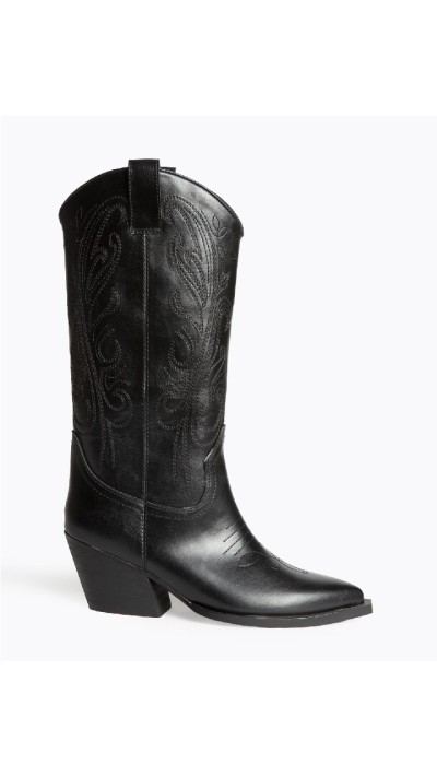 bota cowboy dibujada negro y camel