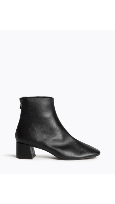 botin liso tacón cuadrado negro