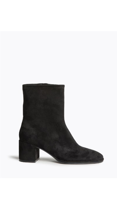 botin serraje tacón cuadrado negro y marrón