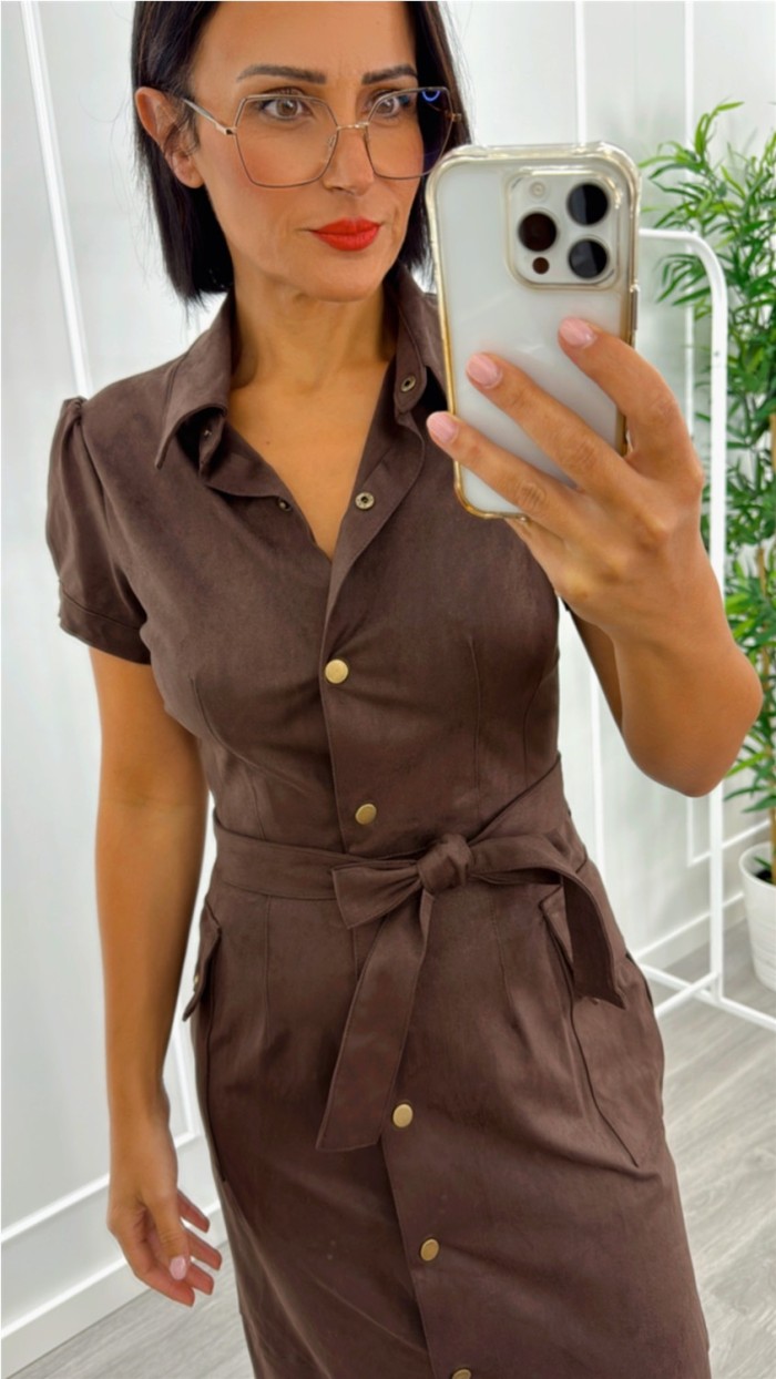 VESTIDO LARGO MARRON