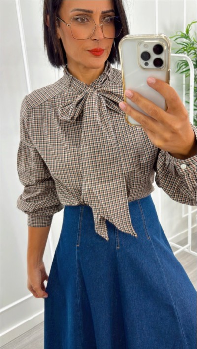 blusa cuadros lazo