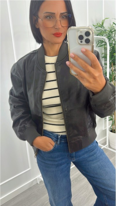 bomber polipiel marrón choco