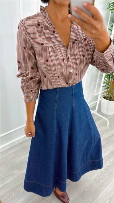 Falda midi vaquera evassé