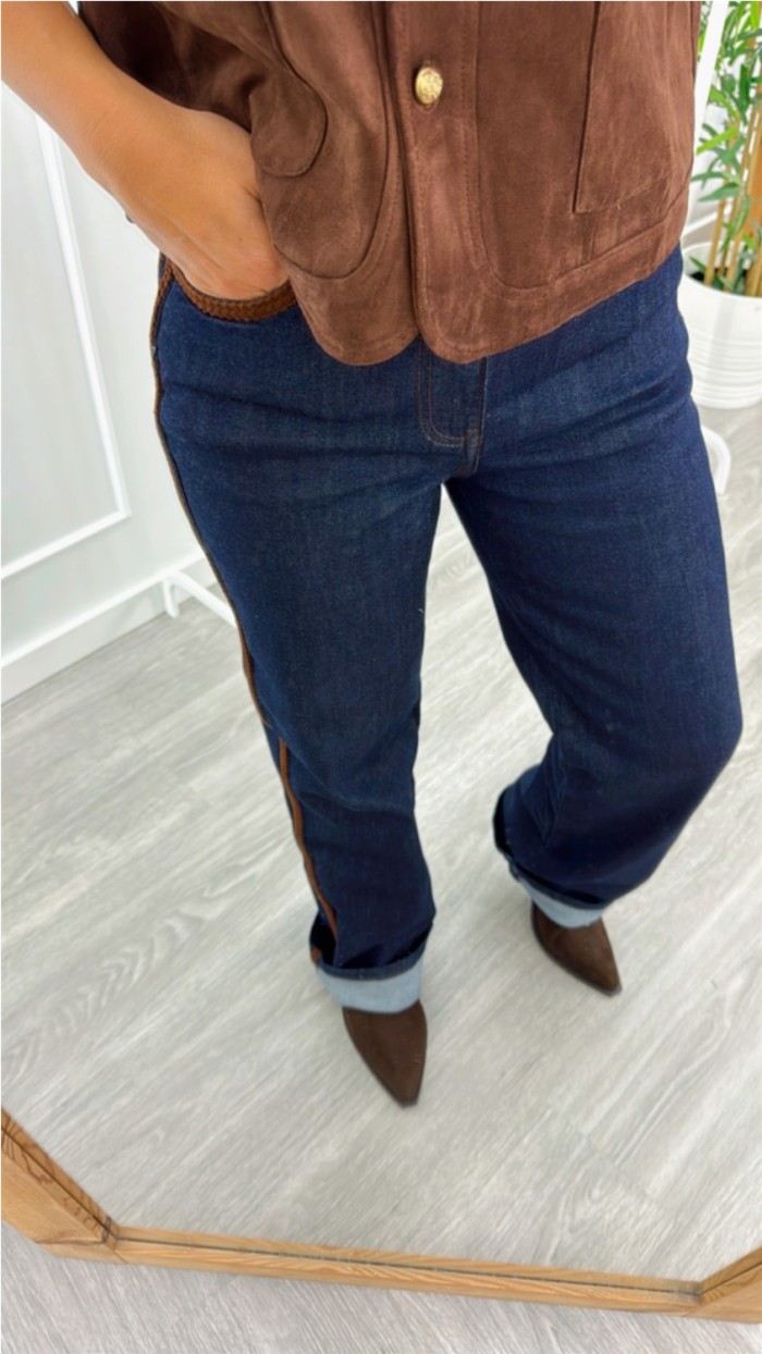 chaleco antelina botones dorados