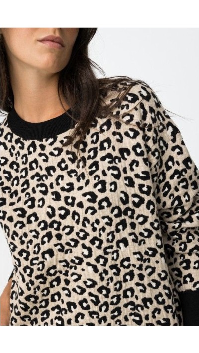 jersey punto suave print leopardo negro