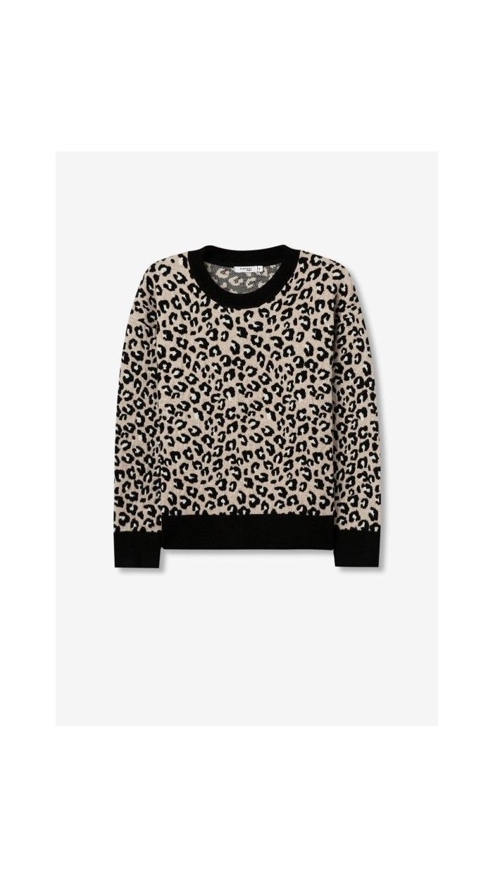 jersey punto suave print leopardo negro