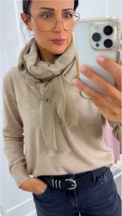 PAÑUELO FINITO TEJIDO SUAVE COLOR TOPO