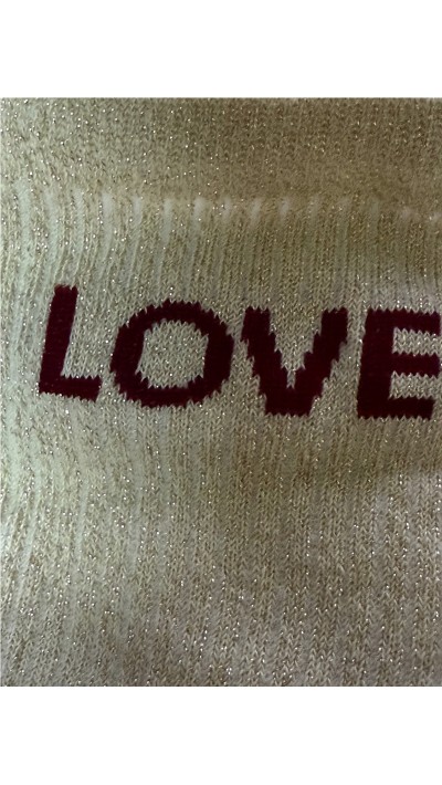 CALCETIN LUREX FONDO DORADO Y PALABRA LOVE EN BURDEOS