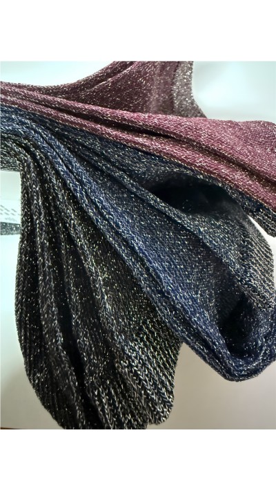 PACK DE TRES PARES DE CALCETINES BRILLOS, BURDEOS, AZUL Y NEGRO