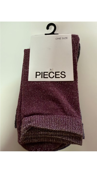 PACK DE TRES PARES DE CALCETINES BRILLOS, BURDEOS, AZUL Y NEGRO