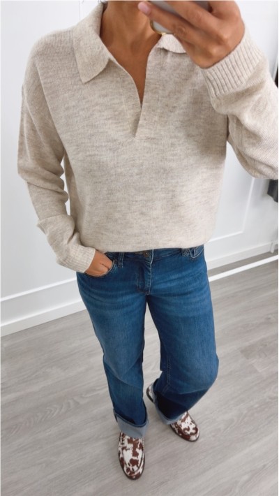jersey tipo polo con cuello de punto suave y calentito 2