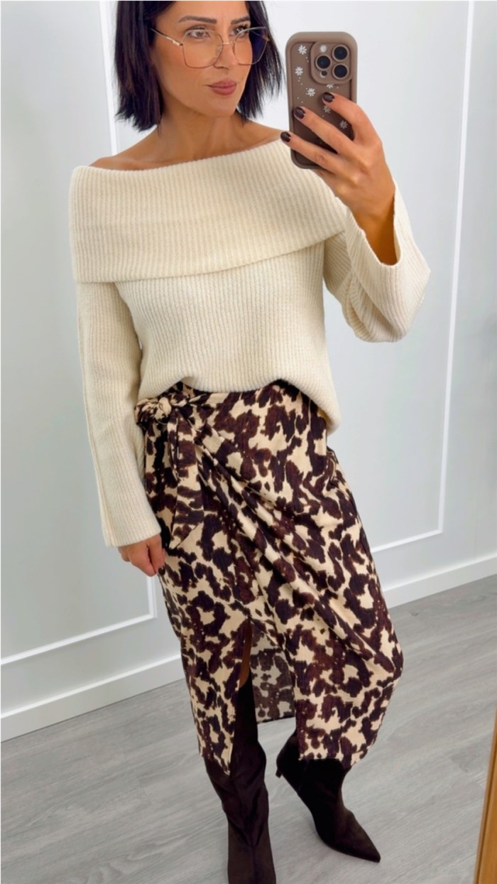 jersey cuello barco beige