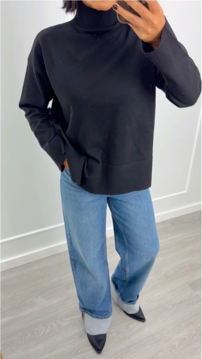 jersey basic cuello corte lateral