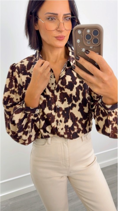 camisa estampado vaca marrón choco 2