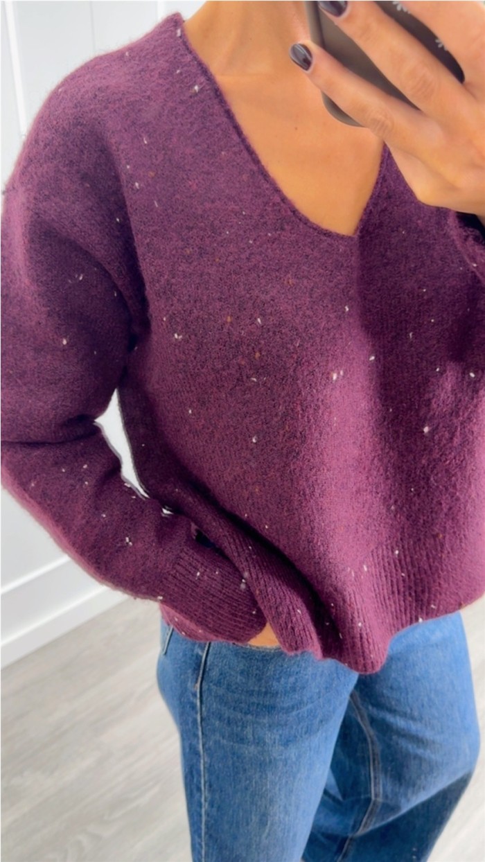 jersey cuello pico abertura lateral mezclilla gris, beige y burdeos jersey cuello pico abertura lateral mezclilla gris, beige y burdeos