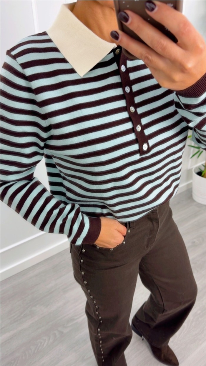 pantalon marrón choco con tachuelas laterale pantalon marrón choco con tachuelas laterale