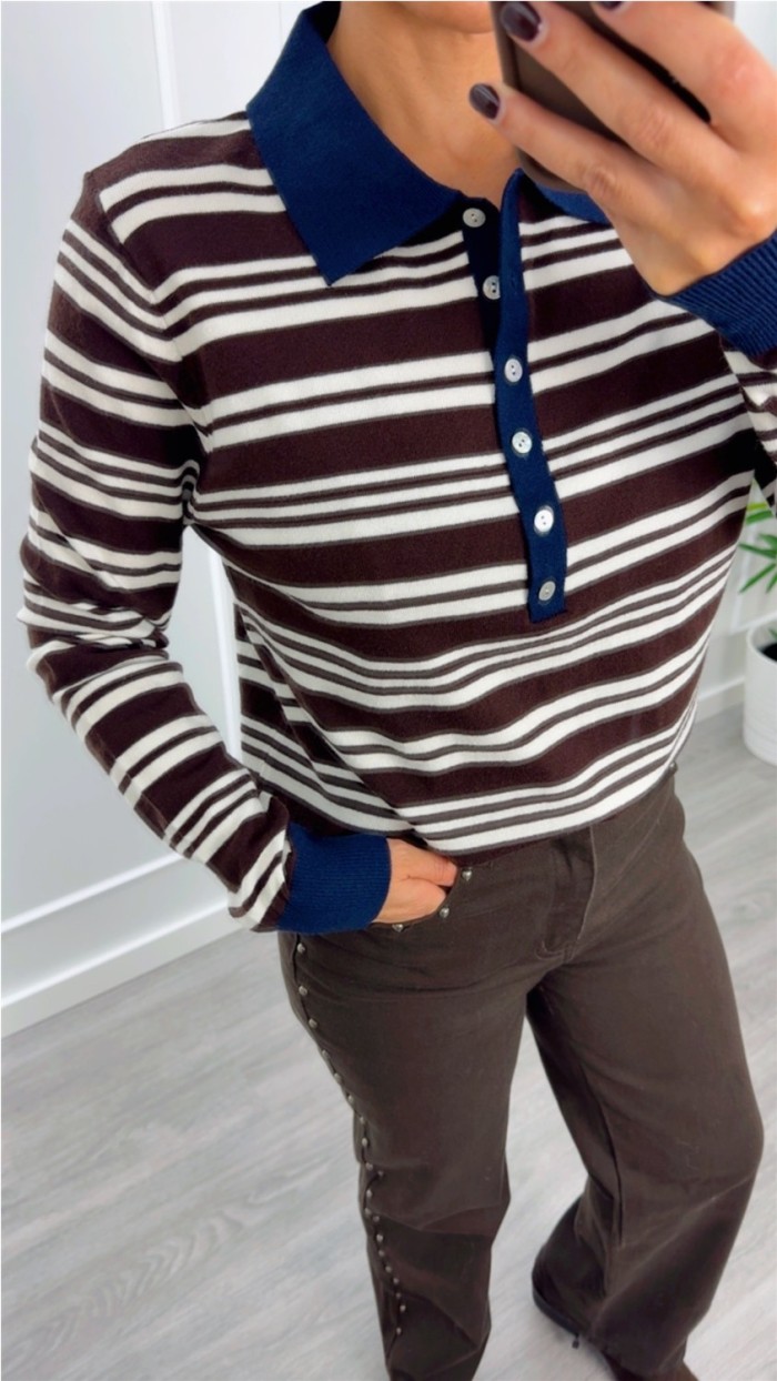 polo rayas azul marino marrón choco polo rayas azul marino marrón choco