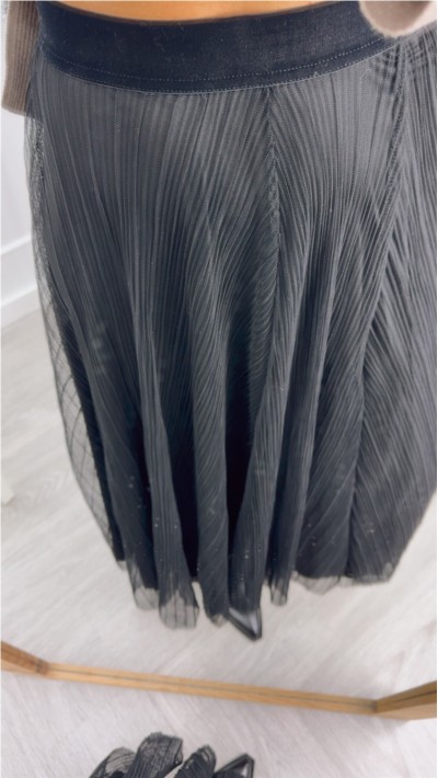 falda negra  larga tull goma en cintura