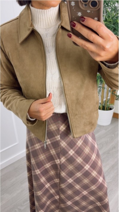 chaqueta ante cremallera