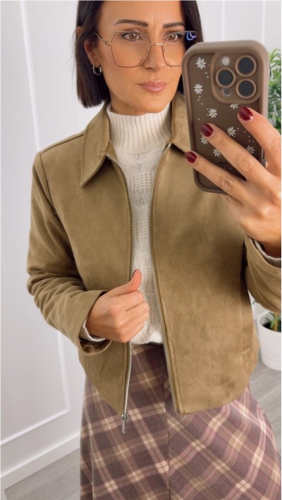 chaqueta ante cremallera
