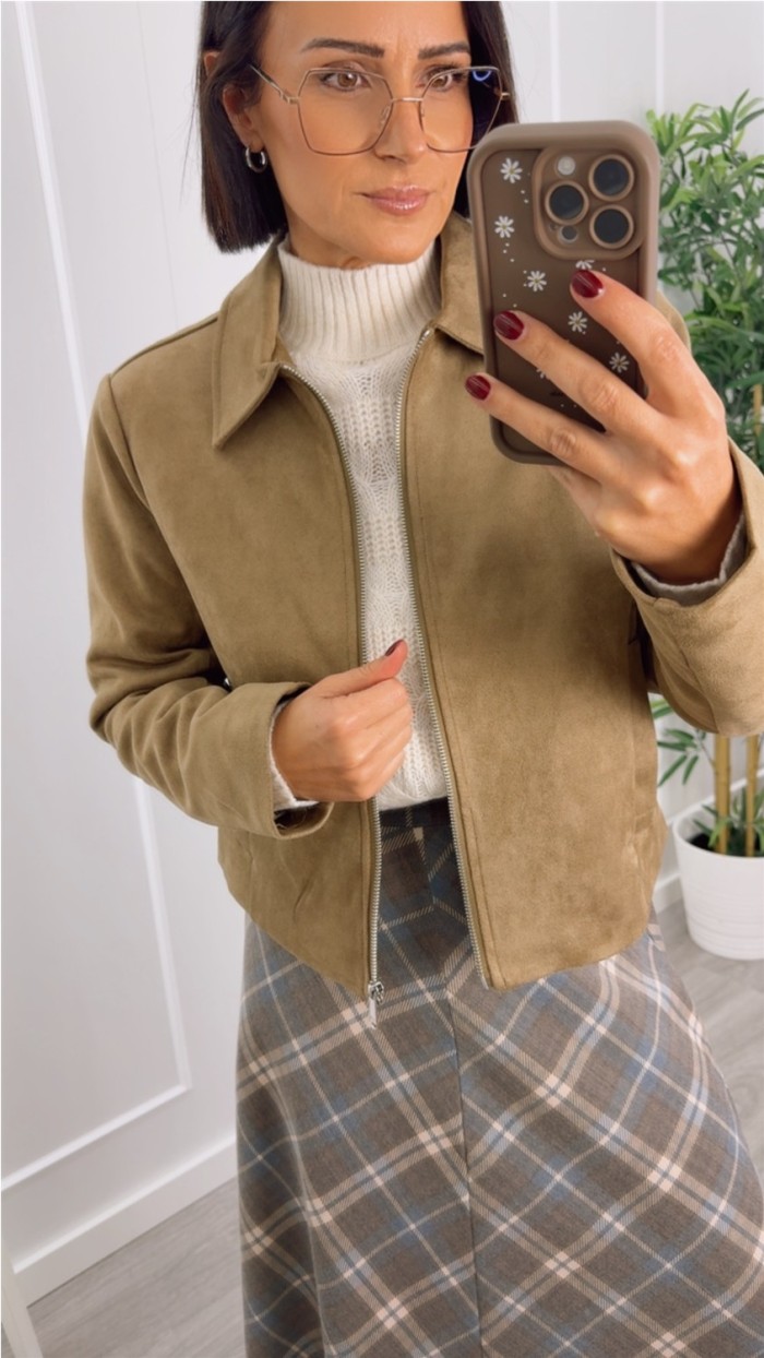 chaqueta ante cremallera